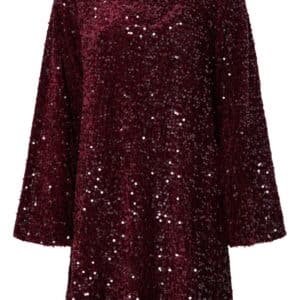 Pieces - Kjole - Kam LS Deep Back Bow Dress - Tawny Port